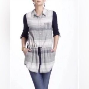 Anthropologie Postmark 9 H15 STCL Rowena Small Button Down Striped Tunic…